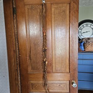 Vintage Large Retro 70’s Orange Beaded  Macrame Plant Hanger 4.25' Foot Tall!
